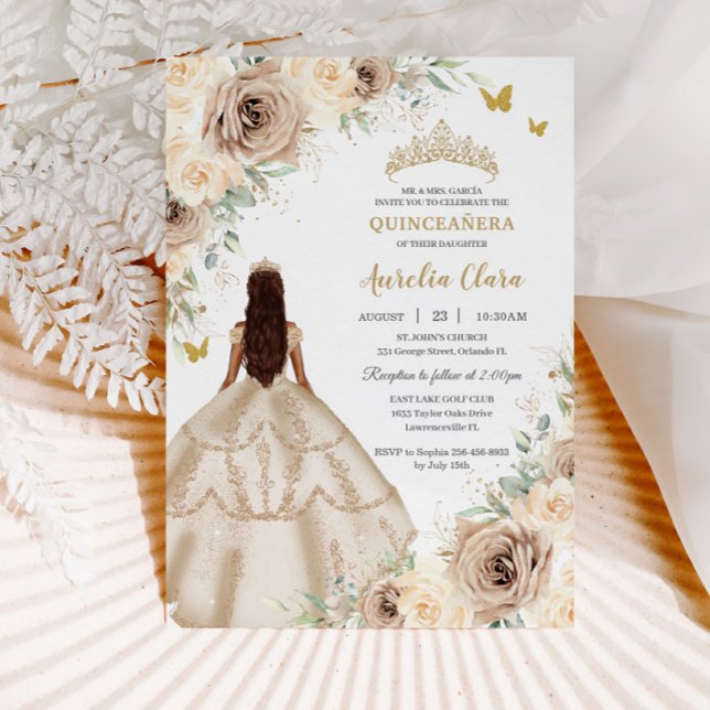 Invitación Rosas florales de la Princesa Quinceañera (Subido por el creador)