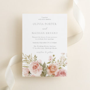 Invitación Rosas florales de Rubor Boda elegante