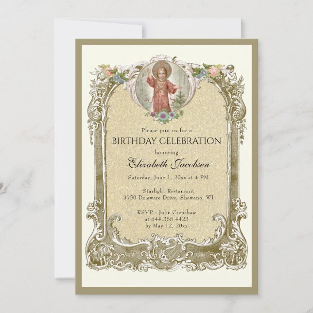 Invitación Rosas florales elegantes de cumpleaños (Anverso)