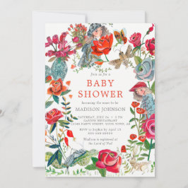 Invitación rosas florales jardín animales de bebé ducha