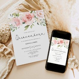 Invitación Rosas florales Quinceanera 15 años