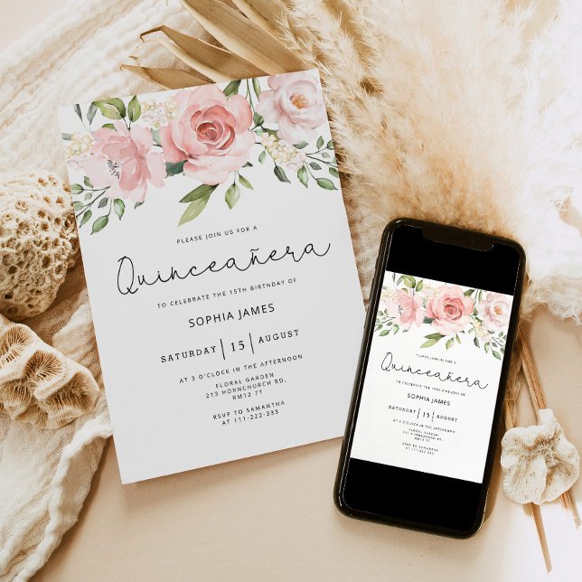 Invitación Rosas florales Quinceanera 15 años (Subido por el creador)