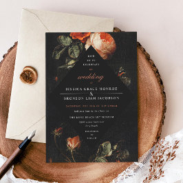 Invitación Rosas florales románticos oscuros Boda maestro hol
