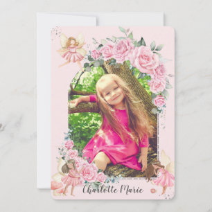 Invitación Rosas Florales Rosa Fairies Arch Foto De Cumpleaño
