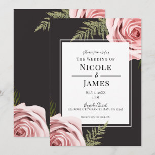 Invitación Rosas florales rosa oscuro rústico shabby chic bod