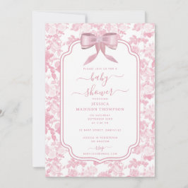 Invitación Rosas florales rosados Chinoiserie Chica Baby Show