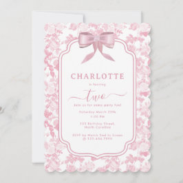 Invitación Rosas florales rosados Chinoiserie Chica Fiesta de