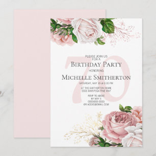Invitación Rosas florales rosas de Rubor 70 años