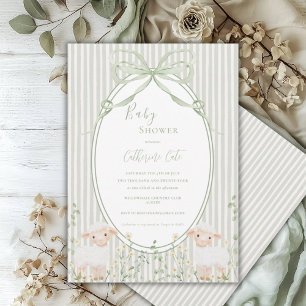 Invitación Rosas Florales Verde Salvia Caprichoso Cordero Ove