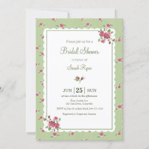 Invitación Rosas Florales Vintage Personalizado Razonado Verd