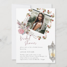 Invitación Rosas florales y duchas nostálgicas de fotos rusas