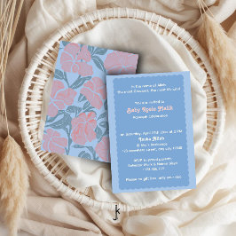 Invitación Rosas florecidas inspiradas en encaje vintage azul