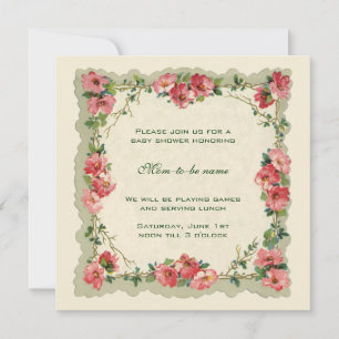 Invitación Rosas Flores Rosas Rosa Antiguo  Shower de Bebe