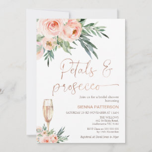 Invitación Rosas Foliage Petals y Prosecco Bridal Shower