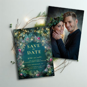 Invitación Rosas forestales encantados Foto Boda Guardar la f