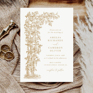 Invitación Rosas franceses elegantes y florales Boda Trellis