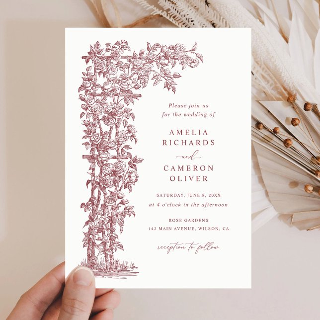 Invitación Rosas franceses florales elegantes Boda Trellis (Subido por el creador)