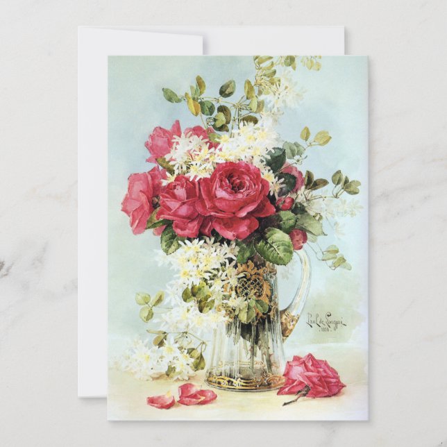 Invitación Rosas frescos de la ducha nupcial del jardín (Anverso)