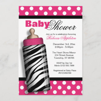 Invitación Rosas fuertes Baby Shower del biberón del