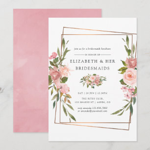Invitación Rosas Gold Geométricos de Rubor Bridesmaids Lunche