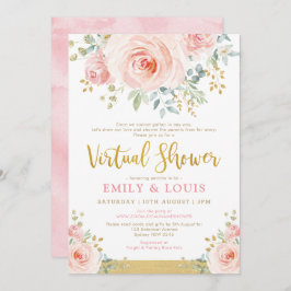 Invitación Rosas Gold Rosa de Baby Shower virtual
