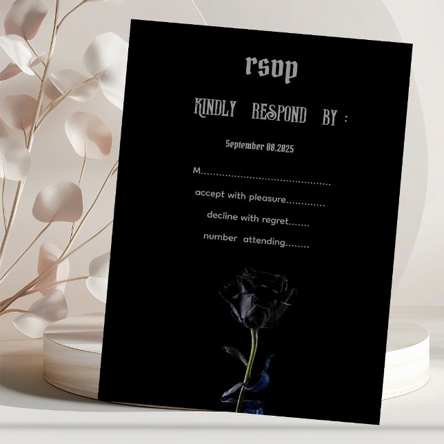 Invitación Rosas góticas negras simples RSVP   (Subido por el creador)