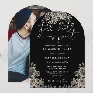 Invitación Rosas Góticos Blancos Y Negros Boda De Fotos Flora