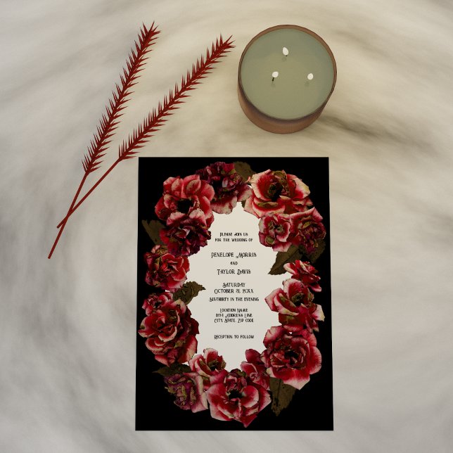 Invitación Rosas góticos en blanco y negro - Boda (Subido por el creador)