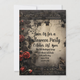 Invitación Rosas góticos, fiesta de Halloween