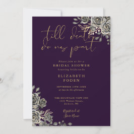 Invitación Rosas Góticos Morados Y Oro Ducha De Novias Floral