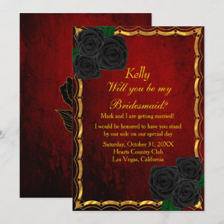 Invitación Rosas góticos negros Sangre Boda roja dama de hono