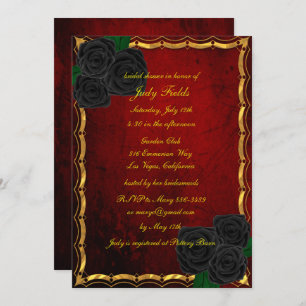 Invitación Rosas góticos negros Sangre Boda rojo ducha de nov