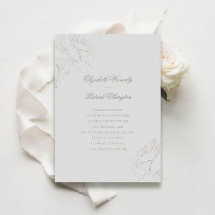Invitación Rosas Grabados en relieve de imitación Boda clásic