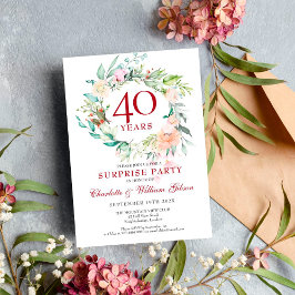 Invitación Rosas Guirnalda Fiesta Sorpresa 40 Aniversario
