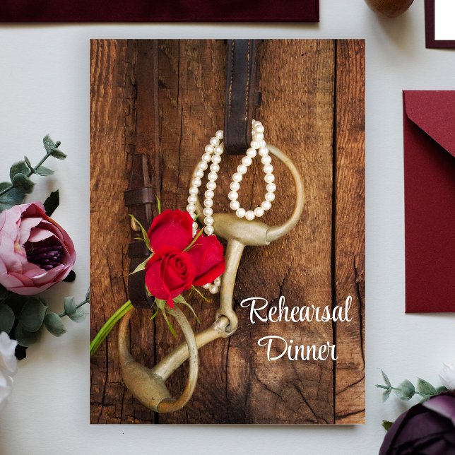 Invitación Rosas Horse Bit Boda Occidental Ensayo Cena (Subido por el creador)