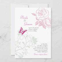 Rosas ilustrados y boda de primavera con mariposa