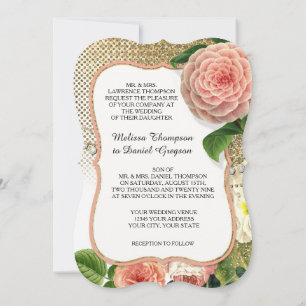 Invitación Rosas Inglesas Antiguas Glamour Regencia de Hollyw