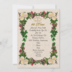 Invitación rosas invitados a la fiesta del 60° aniversario