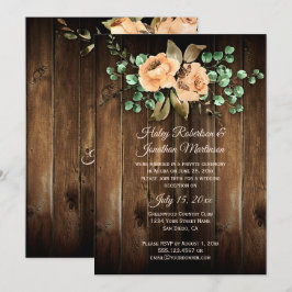 Invitación Rosas Latte Beige Rústico Madera de Granero Solo R