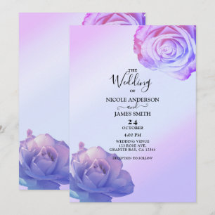 Invitación Rosas Lila Resplandor Púrpura Elegante Boda Floral