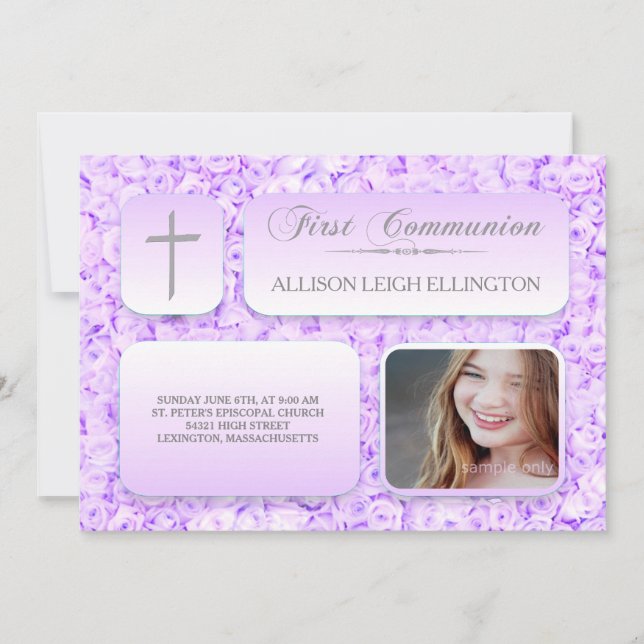 Invitación Rosas Lilac Púrpura Personalizado de la Comunidad (Anverso)