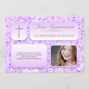 Invitación Rosas Lilac Púrpura Personalizado de la Comunidad