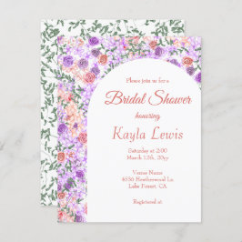 Invitación Rosas Lilac y Peach, ducha marqueteada de novias