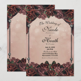 Invitación Rosas Marrones de Mocha Oxidadas Elegante Boda de