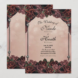 Invitación Rosas Marrones de Mocha Oxidadas Elegante Boda de