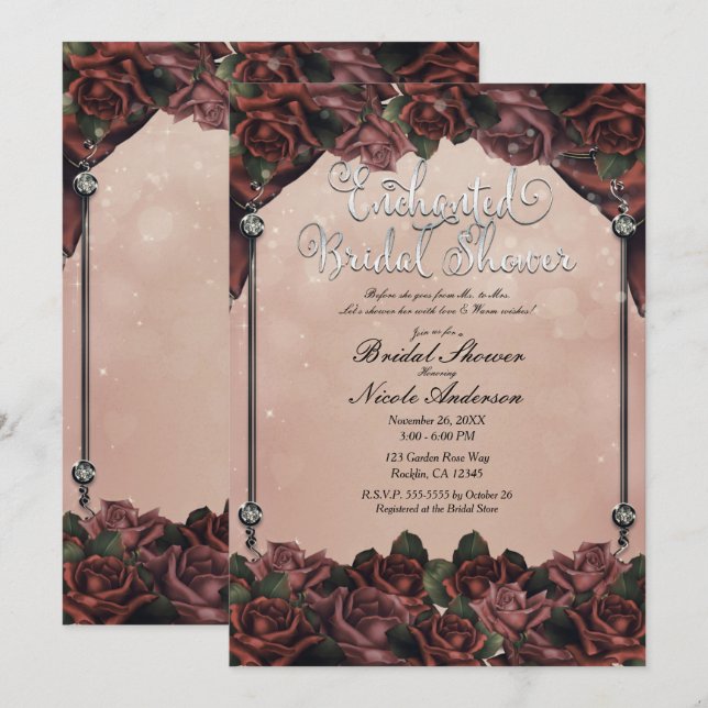 Invitación Rosas Marrones de Mocha Oxidadas Elegante Boda de  (Anverso / Reverso)