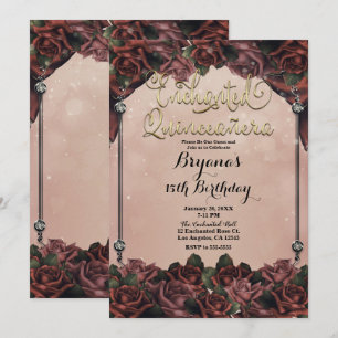 Invitación Rosas Marrones Mocha Óxido Elegante Quinceañera 15