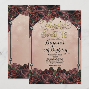 Invitación Rosas Marrones Mocha Óxido Elegantes Dulces 16 16º
