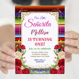 Invitación Rosas mexicanos flores con cumpleaños Purpurina de
