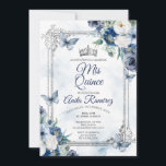 Invitación Rosas MIS QUINCE<br><div class="desc">Rosas mexicanos Silver Crown & Navy Blue invitan a mis damas de quinceavo cumpleaños, </div>
